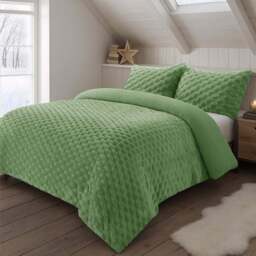 Velosso Double Olive Chunky Popcorn Duvet Set - Wilko - thumbnail 1