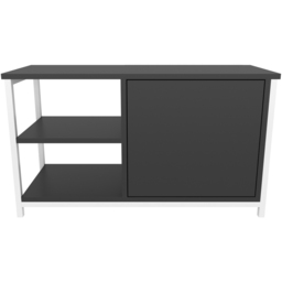 Decorotika Muskegon Single Door and 2 Open Shelf White and Anthracite TV Unit - Size: 51 x 90 x 36cm - Multi - Wilko - thumbnail 3