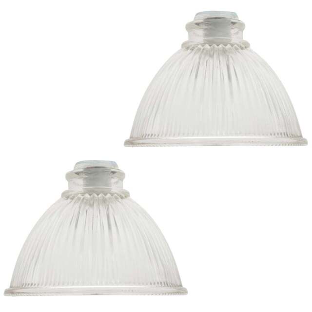 Happy Homewares American Diner Clear Glass Shade with Ribbed Lines 2 Pack - Size: 10 x 17 x 17cm - Wilko - image 1