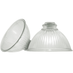 Happy Homewares American Diner Clear Glass Shade with Ribbed Lines 2 Pack - Size: 10 x 17 x 17cm - Wilko - thumbnail 4