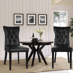 Living and Home Set of 2 Black Leather High Backrest Dining Chairs - Size: 92 x 45 x 54cm - Wilko - thumbnail 5