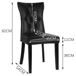 Living and Home Set of 2 Black Leather High Backrest Dining Chairs - Size: 92 x 45 x 54cm - Wilko - thumbnail 7