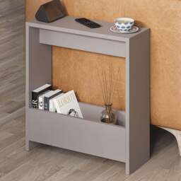Decortie Simpi Single Shelf Mocha Grey Modern Side End Table - Size: 60 x 55 x 20cm - Wilko - thumbnail 1