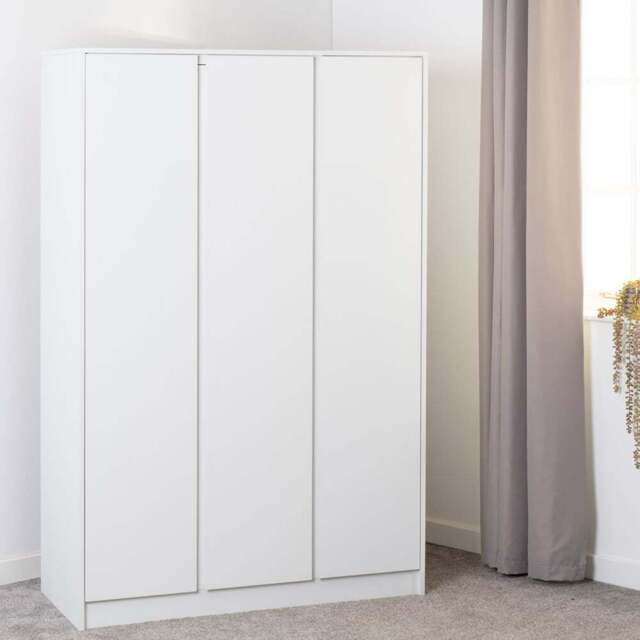 Seconique Malvern 3 Door White Wardrobe - Wilko - image 1