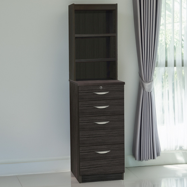 R White Cabinets 4 Drawer 3 Shelf Black Filing Cabinet with Hutch - Wilko - image 1