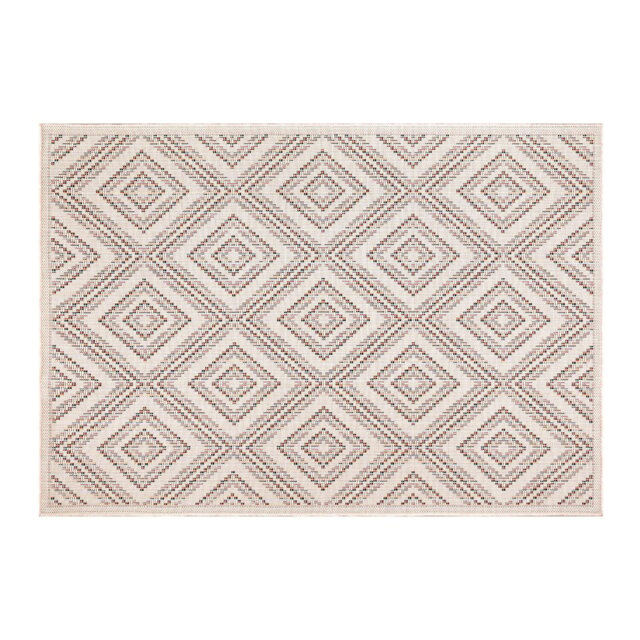 Palma Geometric Indoor and Outdoor Rug - Neutral and Brown/120cm - Wilko - image 1