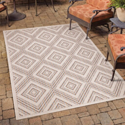 Palma Geometric Indoor and Outdoor Rug - Neutral and Brown/120cm - Wilko - thumbnail 2