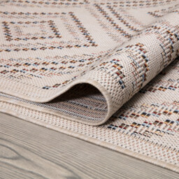 Palma Geometric Indoor and Outdoor Rug - Neutral and Brown/120cm - Wilko - thumbnail 4