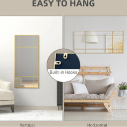 Portland Gold Tone Window Style Hanging Vanity Mirror 110 x 50cm - Wilko - thumbnail 7