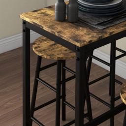 HOMCOM 4 Seater Rustic Brown Industrial Style Bar Table and Stool Set - Wilko - thumbnail 5