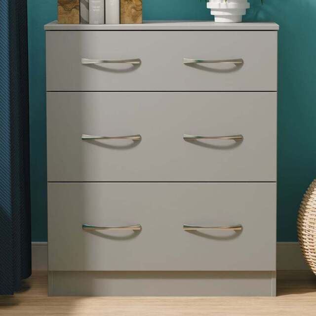 Crowndale Avon 3 Drawer Dusk Grey Deep Chest of Drawers Ready Assembled - Wilko - image 1