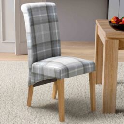 Karta Set of 2 Grey Check Dining Chair - Wilko