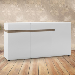 Florence Chelsea 3 Door 2 Drawer White Living Sideboard - Size: 42 x 164 x 86cm - Furniture to Go - Wilko - thumbnail 1