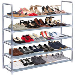 AMOS 5 Tier Shoe Rack 98cm - Size: 28 x 98 x 89cm - Grey - Wilko - thumbnail 3