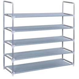 AMOS 5 Tier Shoe Rack 98cm - Size: 28 x 98 x 89cm - Grey - Wilko