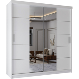 Sliding Wardrobes 4U 2 Sliding Door White Half Mirrored Wardrobe 203cm - Size: 2 Door - Wilko - thumbnail 3