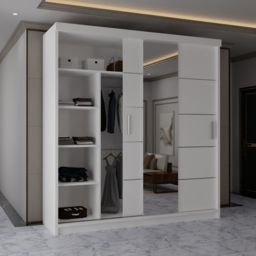 Sliding Wardrobes 4U 2 Sliding Door White Half Mirrored Wardrobe 203cm - Size: 2 Door - Wilko - thumbnail 4
