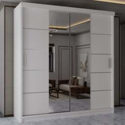Sliding Wardrobes 4U 2 Sliding Door White Half Mirrored Wardrobe 203cm - Size: 2 Door - Wilko - thumbnail 1