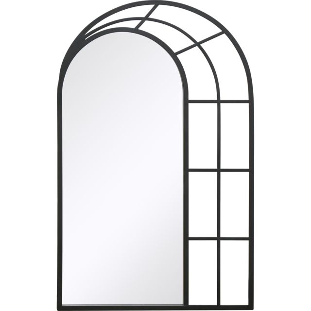 Charles Bentley Paris Black Arch Window Outdoor Wall Mirror 95 x 60cm - Size: 2.5 x 95 x 60cm - Wilko - image 1