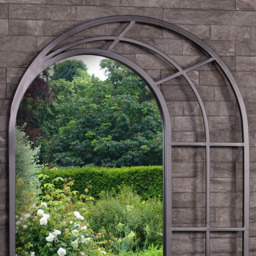 Charles Bentley Paris Black Arch Window Outdoor Wall Mirror 95 x 60cm - Size: 2.5 x 95 x 60cm - Wilko - thumbnail 5