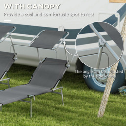 Outsunny Set of 2 Grey Adjustable Folding Sun Lounger - Size: 36 x 58 x 187cm - Wilko - thumbnail 7