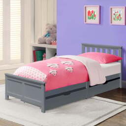 Comfy Living Single Grey Wooden Bed with 2 Drawer - Wilko - thumbnail 1