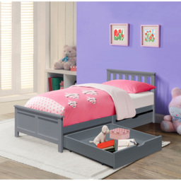 Comfy Living Single Grey Wooden Bed with 2 Drawer - Wilko - thumbnail 4