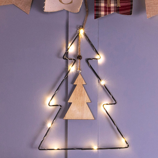 St Helens Black LED Metal Christmas Tree Silhouette - Size: 22 x 31cm - Wilko - image 1
