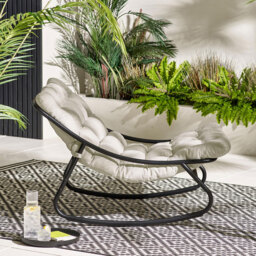 Furniturebox Piasa Black and Cream Outdoor Rocking Chair - Size: 74 x 78 x 105cm - Wilko - thumbnail 6