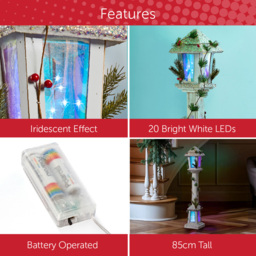 The Christmas Workshop 20 White LED Iridescent Wooden Lamp Post Light 85cm - Size: 85 x 17 x 17cm - Wilko - thumbnail 5