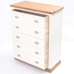 Cabinet Bits Tropea 5 Drawer White Chrome Cup Handle Chest of Drawers - Wilko - thumbnail 6