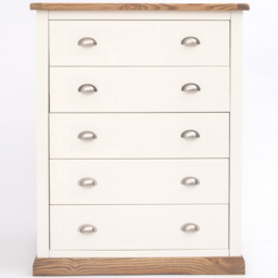 Cabinet Bits Tropea 5 Drawer White Chrome Cup Handle Chest of Drawers - Wilko - thumbnail 3
