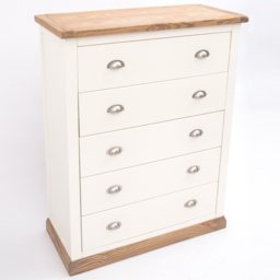 Cabinet Bits Tropea 5 Drawer White Chrome Cup Handle Chest of Drawers - Wilko - thumbnail 5