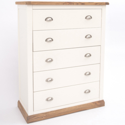 Cabinet Bits Tropea 5 Drawer White Chrome Cup Handle Chest of Drawers - Wilko - thumbnail 4