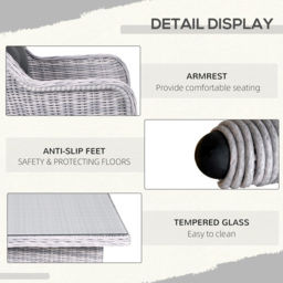 Outsunny 6 Seater Rattan Dining Set Grey - Wilko - thumbnail 7
