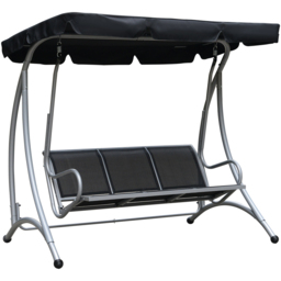 Outsunny 3 Seater Black Garden Swing Chair with Canopy - Wilko - thumbnail 3
