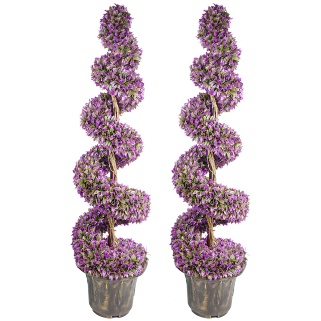 Leaf Artificial Purple Large Leaf Spiral Topiary Tree with Decorative Planters 120cm 2 Pack - Size: 120 x 35 x 35cm - Wilko - image 1