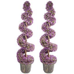 Leaf Artificial Purple Large Leaf Spiral Topiary Tree with Decorative Planters 120cm 2 Pack - Size: 120 x 35 x 35cm - Wilko