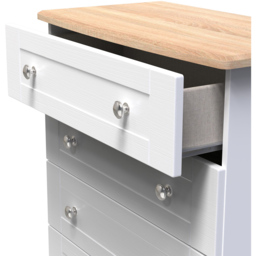 Crowndale Sussex 5 Drawer White Ash and Bardolino Oak Chest of Drawers Ready Assembled - Wilko - thumbnail 7