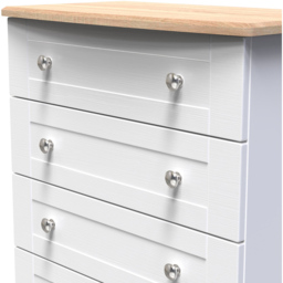 Crowndale Sussex 5 Drawer White Ash and Bardolino Oak Chest of Drawers Ready Assembled - Wilko - thumbnail 6