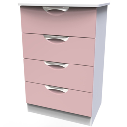 Crowndale Camden 4 Drawer Kobe Pink and White Midi Chest of Drawers Ready Assembled - Kobe Pink & White - Wilko - thumbnail 4