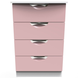 Crowndale Camden 4 Drawer Kobe Pink and White Midi Chest of Drawers Ready Assembled - Kobe Pink & White - Wilko - thumbnail 3