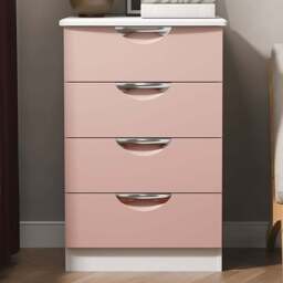 Crowndale Camden 4 Drawer Kobe Pink and White Midi Chest of Drawers Ready Assembled - Kobe Pink & White - Wilko
