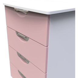 Crowndale Camden 4 Drawer Kobe Pink and White Midi Chest of Drawers Ready Assembled - Kobe Pink & White - Wilko - thumbnail 6