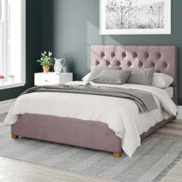 Aspire Olivier King Size Blush Plush Velvet Ottoman Bed - Pink - Aspire Beds - Wilko