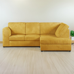 Luxor 4 Seater Mustard Jumbo Cord Full Back Right Hand L Shape Corner Sofa - Yellow - Wilko - thumbnail 1