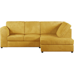 Luxor 4 Seater Mustard Jumbo Cord Full Back Right Hand L Shape Corner Sofa - Yellow - Wilko - thumbnail 3