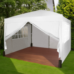 White Pop Up Outdoor Canopy Tent with Removable Sidewalls 3 x 3m - MCC - Wilko