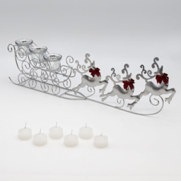 Marco Paul Flying Reindeer Candle Holder Decoration - Size: 66 x 23 x 9cm - Silver - Wilko - thumbnail 3