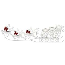 Marco Paul Flying Reindeer Candle Holder Decoration - Size: 66 x 23 x 9cm - Silver - Wilko - thumbnail 1